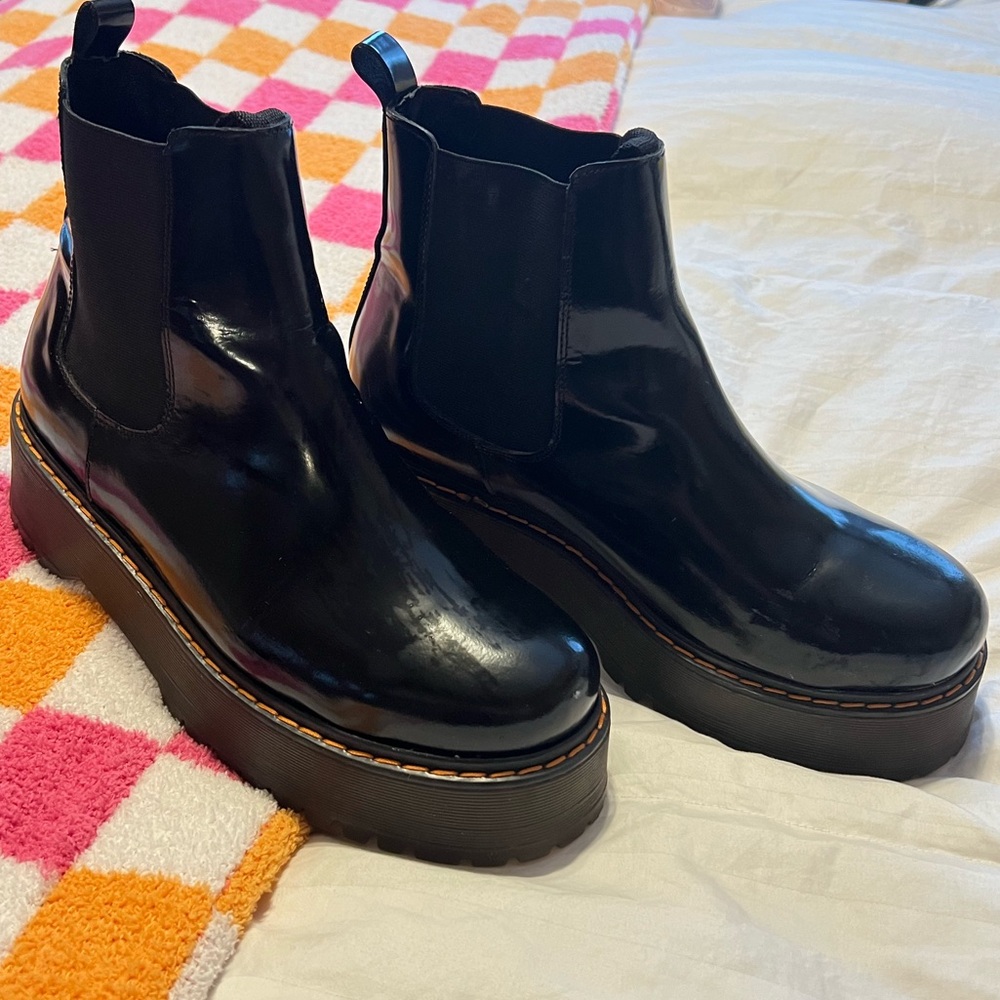 Free People Platform Patent Leather Ankle Boots - Picture 2 of 2